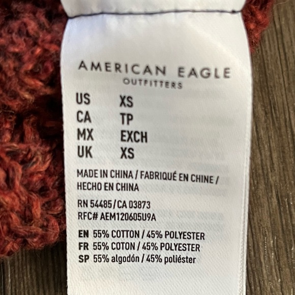AMERICAN EAGLE Chunky Knit Cardigan Burnt Orange - Picture 5 of 5